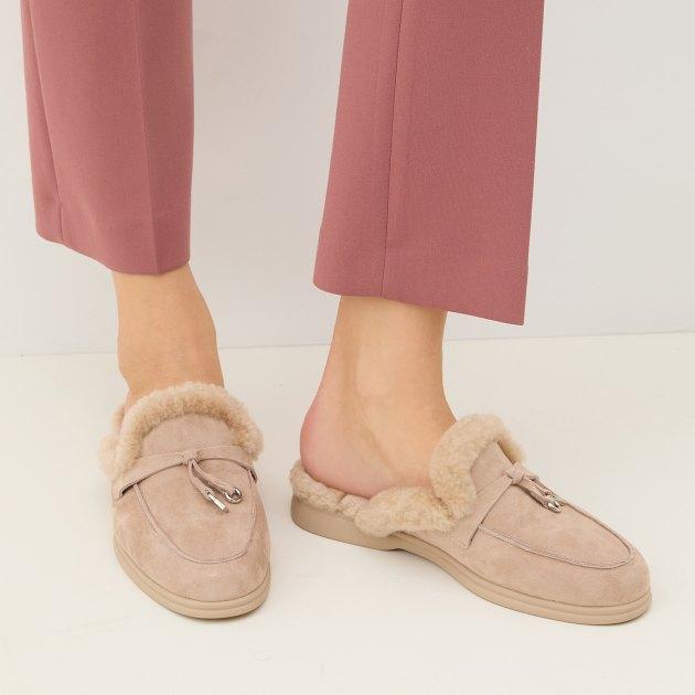 TENDANCE Mules (natural suede/natural fur)
