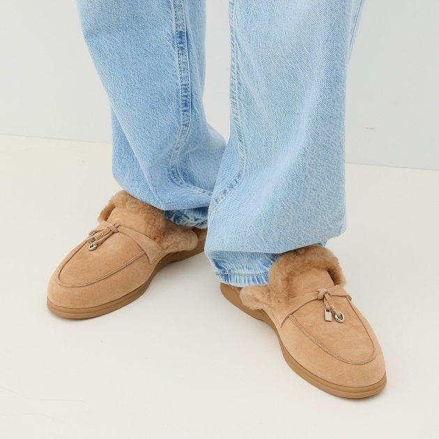 TENDANCE Mules (natural suede/natural fur)