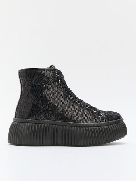 KARL LAGERFELD Высокие кеды KREEPER LO Sparkle Mid Lace (текстиль/иск. кожа)