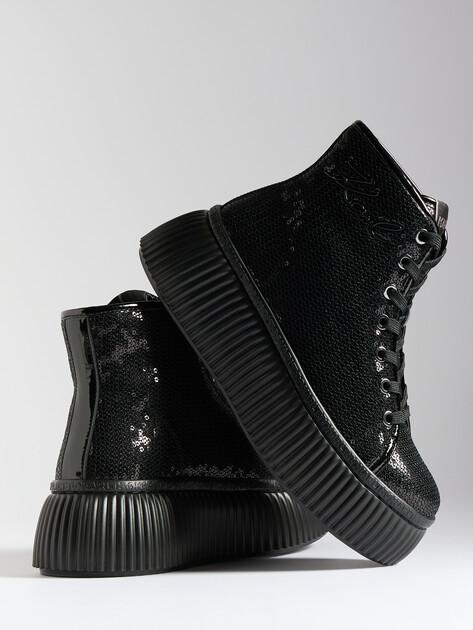 KARL LAGERFELD Высокие кеды KREEPER LO Sparkle Mid Lace (текстиль/иск. кожа)