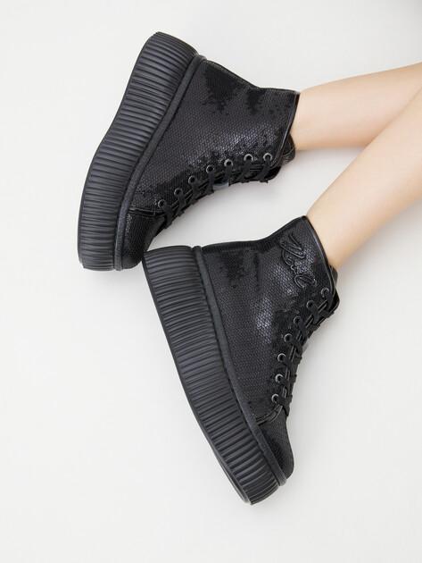 KARL LAGERFELD Высокие кеды KREEPER LO Sparkle Mid Lace (текстиль/иск. кожа)