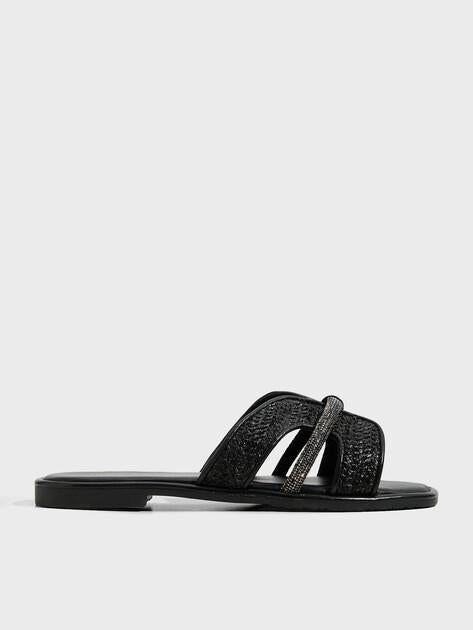 TENDANCE BETTY Slides (raffia/genuine leather)