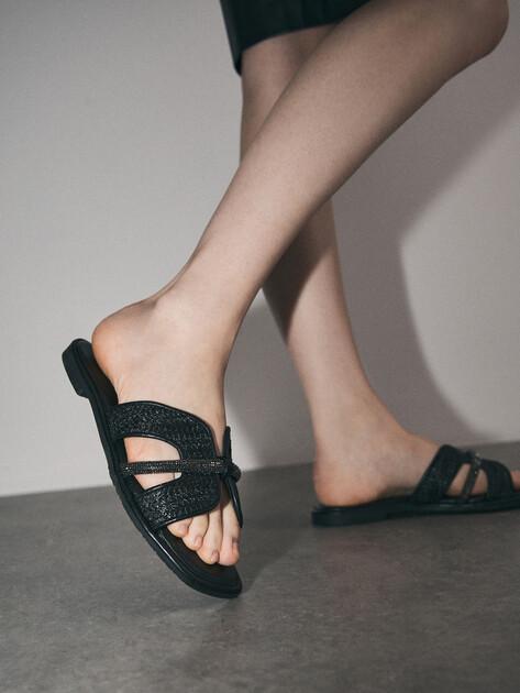 TENDANCE BETTY Slides (raffia/genuine leather)