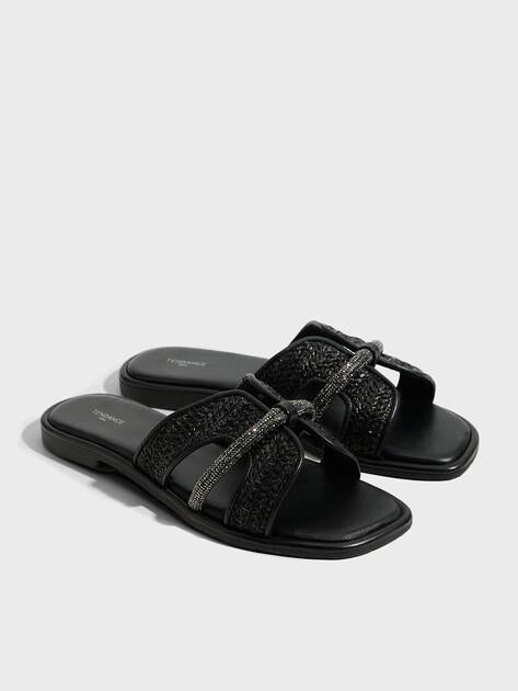 TENDANCE BETTY Slides (raffia/genuine leather)