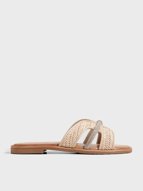 TENDANCE BETTY Slides (raffia/genuine leather)