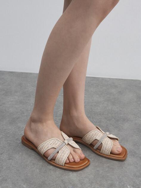 TENDANCE BETTY Slides (raffia/genuine leather)