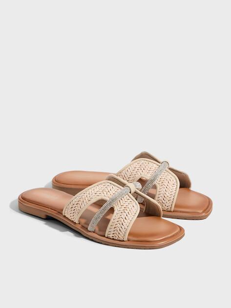 TENDANCE BETTY Slides (raffia/genuine leather)