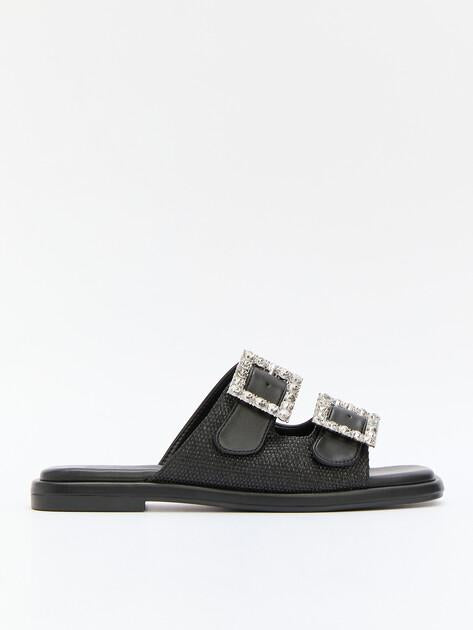 TENDANCE Flip-flops (faux leather/raffia)