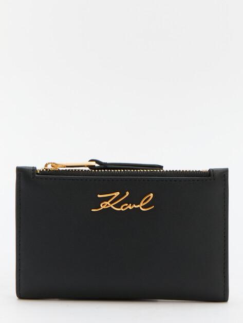 KARL LAGERFELD Портмоне k/signature slim bifold wallet (натуральная кожа/текстиль)