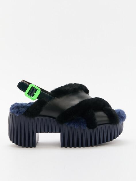 4CCCCCEES Plia Puffy Sandals (genuine leather/genuine fur)