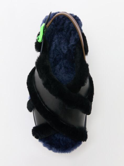 4CCCCCEES Plia Puffy Sandals (genuine leather/genuine fur)