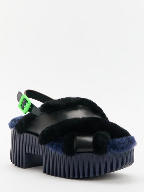 4CCCCCEES Plia Puffy Sandals (genuine leather/genuine fur)