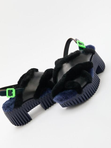 4CCCCCEES Plia Puffy Sandals (genuine leather/genuine fur)
