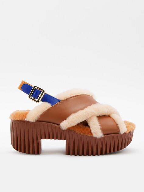 4CCCCCEES Plia Puffy Sandals (genuine leather/genuine fur)