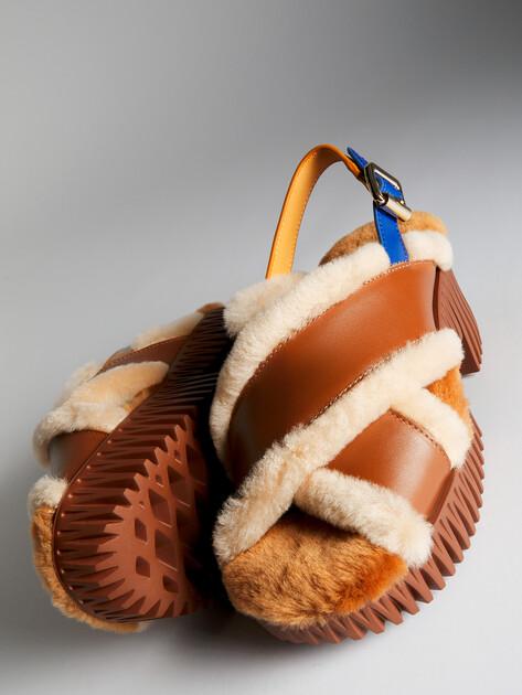 4CCCCCEES Plia Puffy Sandals (genuine leather/genuine fur)