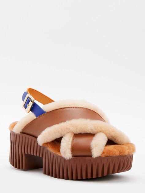 4CCCCCEES Plia Puffy Sandals (genuine leather/genuine fur)