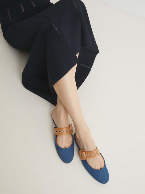 HALMANERA Mules DOS (cotton/genuine leather)