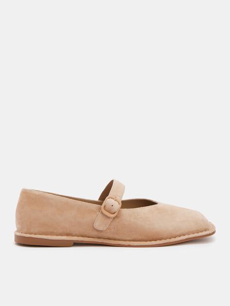 TENDANCE Mary Jane ballet flats (natural suede)