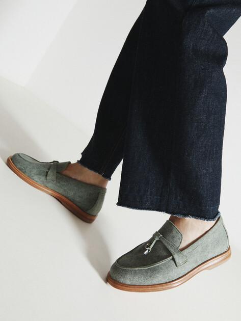 TENDANCE Loafers (cotton/genuine leather sole)