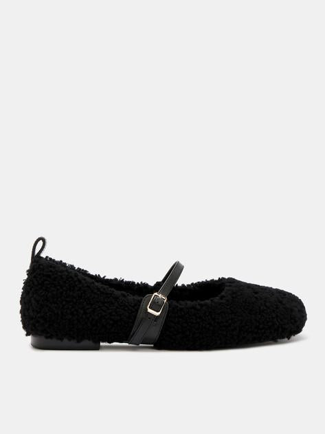 TENDANCE Mary Jane ballet flats (natural fur/genuine leather)