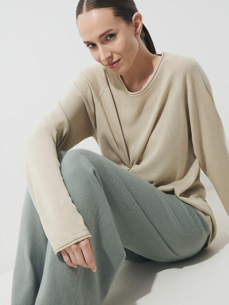 MAISON DAVID Wide-leg trousers (natural wool/cashmere)