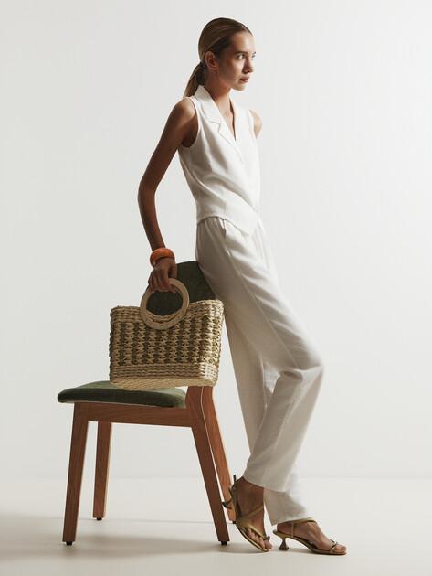 MAISON DAVID Straight-leg trousers (viscose/nylon)