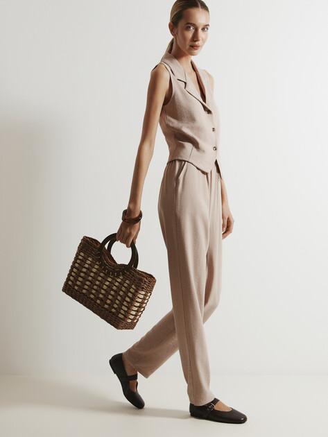 MAISON DAVID Straight-leg trousers (viscose/nylon)