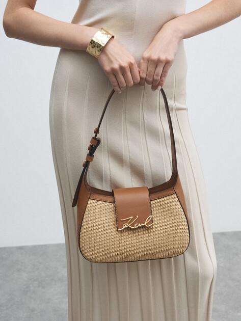 KARL LAGERFELD Summer bag k/signature sm shb raffia (genuine leather/polypropylene)
