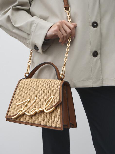 KARL LAGERFELD k/signature 2.0 md cb raffia bag (genuine leather/polypropylene)