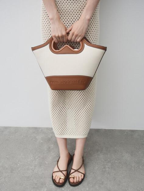 KARL LAGERFELD K/Aviator Tulip Tote Canvas Bag (Textile/Faux Leather)