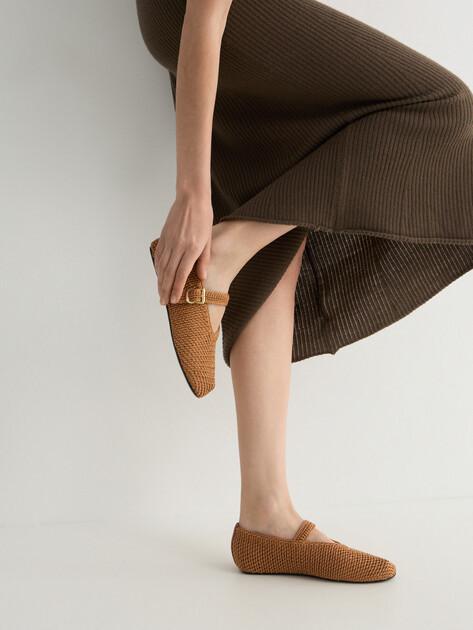 TENDANCE Mary Jane ballet flats (textile/genuine leather)