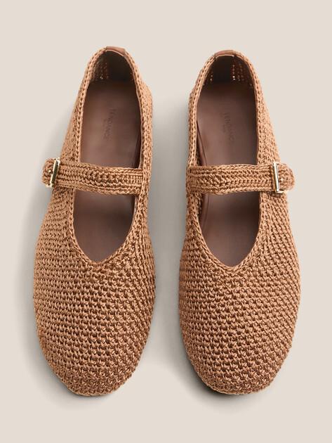 TENDANCE Mary Jane ballet flats (textile/genuine leather)