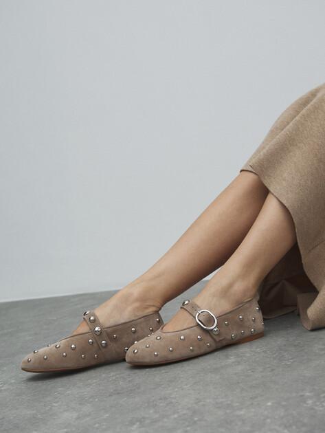 TENDANCE Mary Jane ballet flats (natural suede)