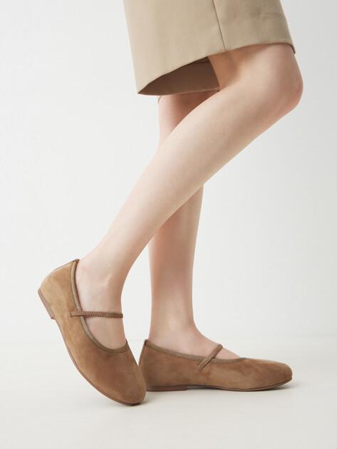 TENDANCE Mary Jane ballet flats (natural suede)