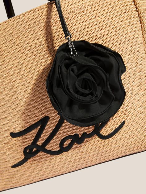 KARL LAGERFELD k/signature flower raffia tote beach bag (polypropylene/polyester)