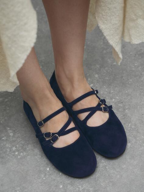 TENDANCE Mary Jane ballet flats (natural suede)