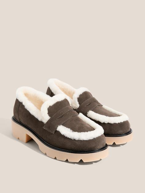 TENDANCE Loafers (natural suede/natural fur)