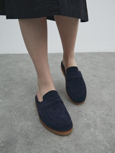 MAISON DAVID Mules (natural suede/natural rubber sole)