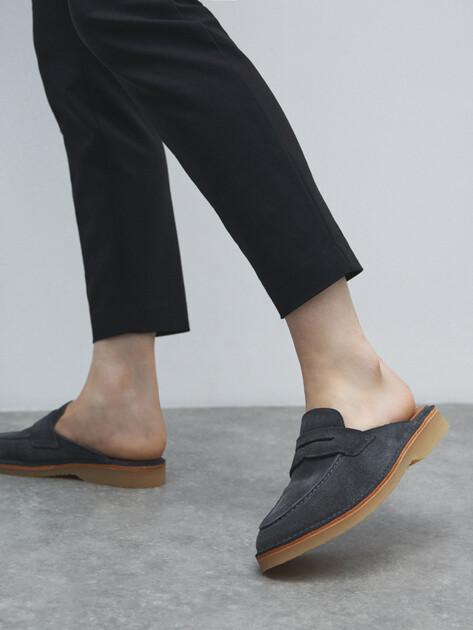 MAISON DAVID Mules (natural suede/natural rubber sole)