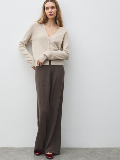 MAISON DAVID Wide-leg trousers (natural wool/cashmere)