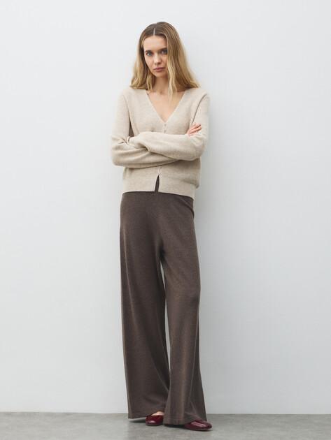 MAISON DAVID Wide-leg trousers (natural wool/cashmere)