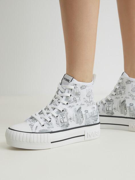 KARL LAGERFELD Высокие кеды KAMPUS MAX  Jorge Parra Print Hi (хлопок/резина)