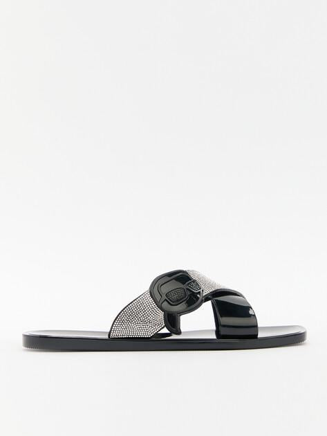 Karl Lagerfeld Jelly III Sparkle NFT Crossstrap Slides (Rubber)