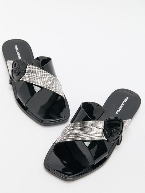 Karl Lagerfeld Jelly III Sparkle NFT Crossstrap Slides (Rubber)