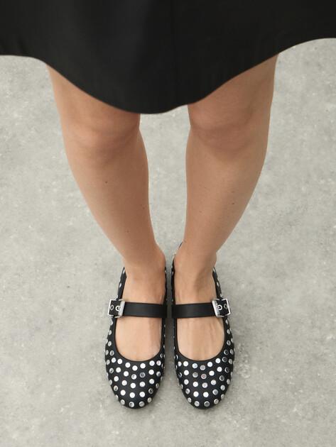 KARL LAGERFELD Mary Jane Ballet Flats KARO Studded Pump (faux leather/genuine leather)