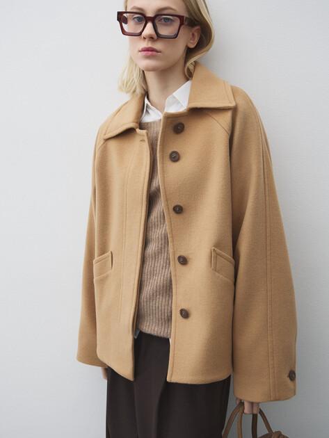 MAISON DAVID Short coat (natural wool)
