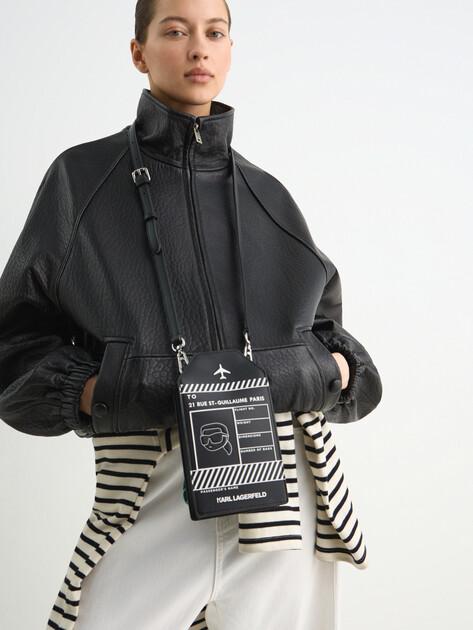 KARL LAGERFELD ikon Luggage Tag Crossbody Smartphone Bag (faux leather)