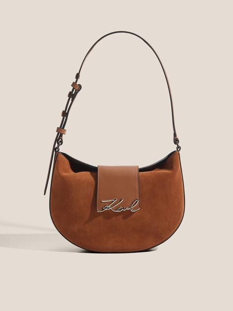 KARL LAGERFELD Сумка k/signature fl halfmoon sb sue (натуральная замша/натуральная кожа)