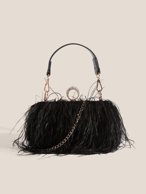 TENDANCE Clutch (textile/feathers)