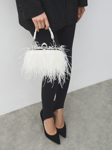 TENDANCE Clutch (textile/feathers)